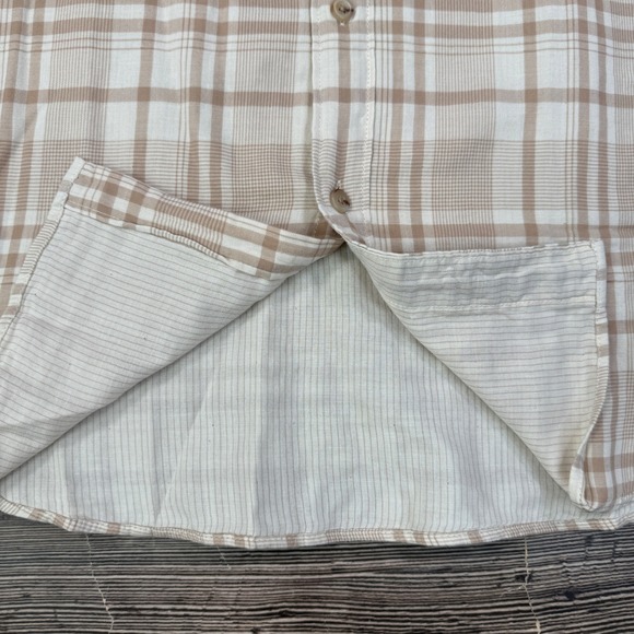 J.Crew Mens Double Weave Plaid Shirt Size Large Tan Cream Plaid BR884 NWT - Picture 8 of 8